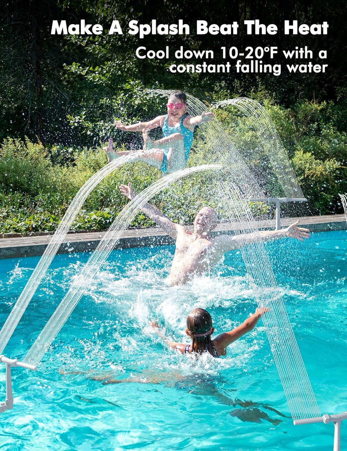 Pool Waterfall Fountain β Adjustable Dual Spray Pool Attachment for Cooler Water & More Backyard Fun
