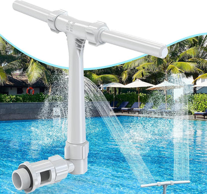 Pool Waterfall Fountain – Adjustable Dual Spray Pool Attachment for Cooler Water & More Backyard Fun