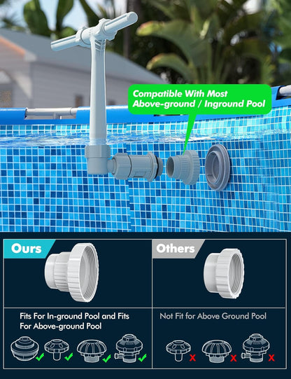 Pool Waterfall Fountain – Adjustable Dual Spray Pool Attachment for Cooler Water & More Backyard Fun