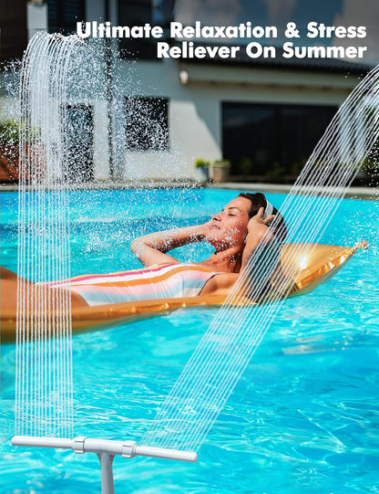 Pool Waterfall Fountain – Adjustable Dual Spray Pool Attachment for Cooler Water & More Backyard Fun